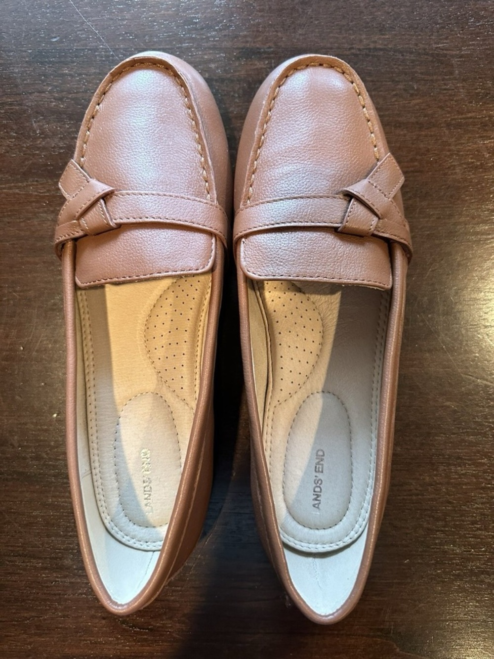 Lands' End Women's Cognac Leather Penny Loafers